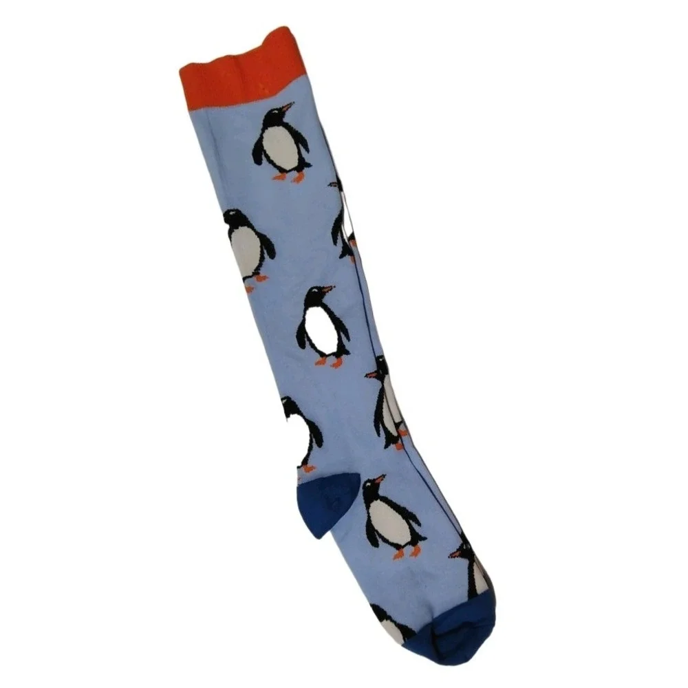 Penguin Animal Print Blue Knee High Compression Socks One Size Unisex NWOT Nurse